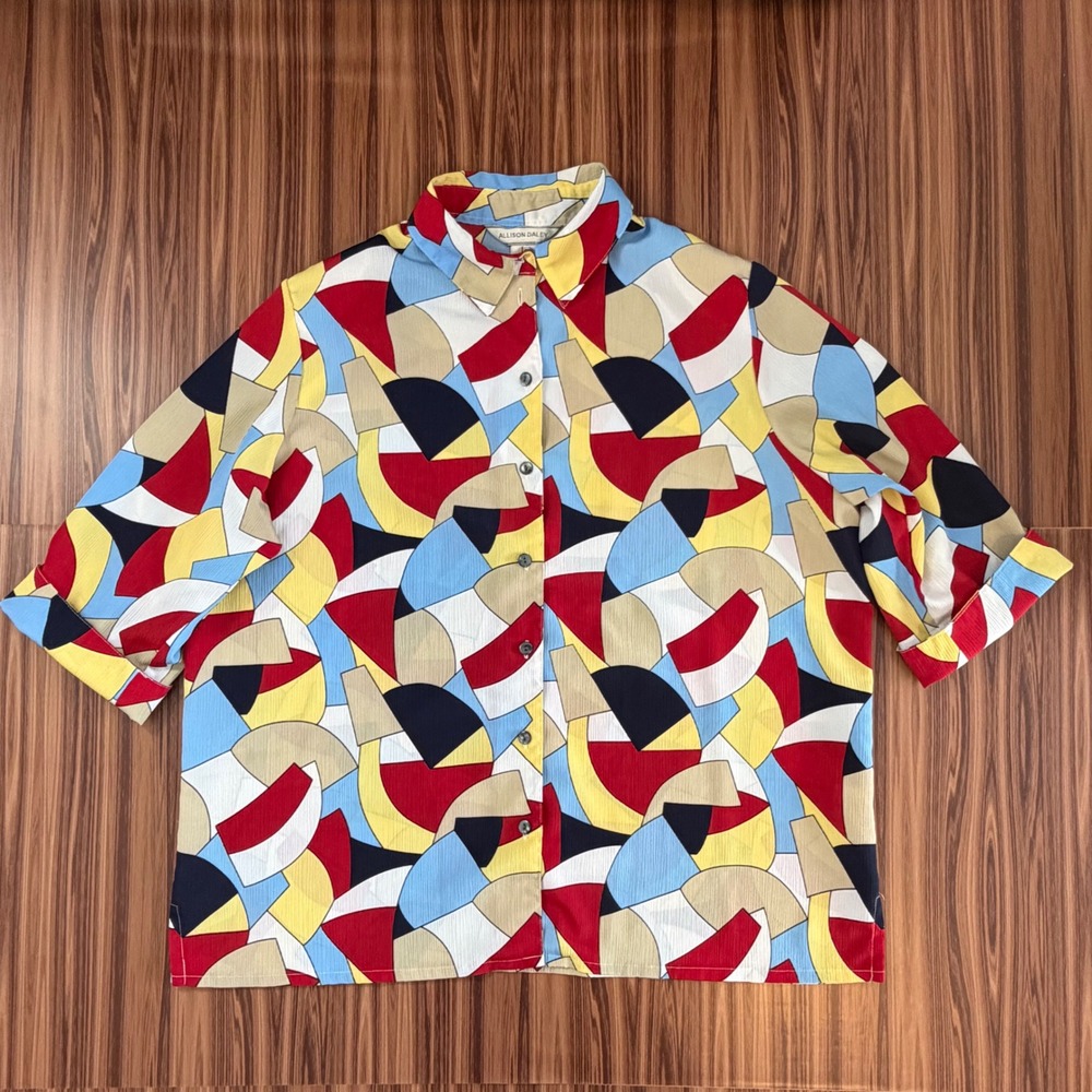 Bauhaus Memphis Milano 80s 90s Geometric Shirt Sz 18 Art Teacher Maximalism